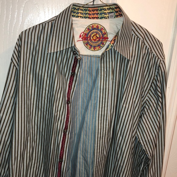 ROBERT GRAHAM Limited Edition Shirt Light Blue With Black & Yellow Stripes - Picture 1 of 11